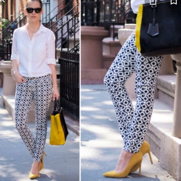 J. Crew black and white geometric print toothpick jeans, Size 25 - Picture 1 of 6